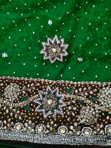 y2k Green heavy party wear  handwork Saree