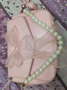Cute Pink Bow &amp; Pearl Handbag