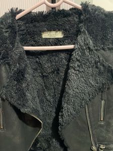 Black Faux Leather Fur Lined Jacket