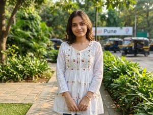 White Embroidered short kurti