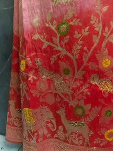 Beautifully Embellished Red Saree with blouse