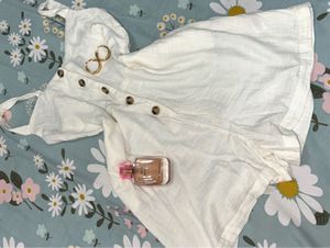 White Button-Down Romper With Pocket