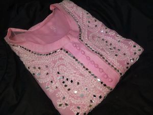 BABY PINK CHICKEN KURTA WITH INNER WEAR