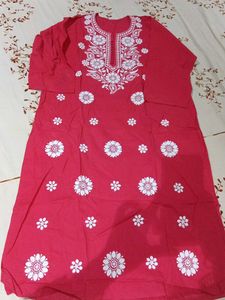 Beautiful Red Kurta with White Embroidery