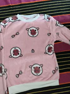 Cute Pink Pajama Set with Cartoon Print