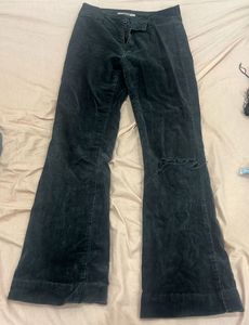 Y2k Flared Corduroy Pants with Ripped Detail