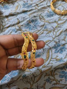 Elegant Gold Plated Bangles with Stones