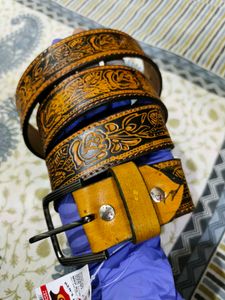 Vintage Hand Tooling Men's Leather Belt