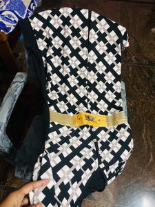 Designer Geometric Print Gown
