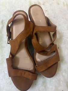 Brown Suede Wedge Sandals
