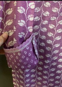 Purple Floral Print Kurta