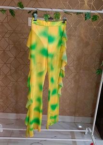 Rare Fluorescent shades mesh Ruffle Flare Pants