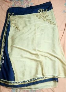 Elegant Blue Saree with Gold Embroidery