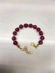 Beaded Bracelet with Gold Wire Wrap
