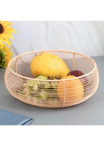 MARKET 99 VON CASA Metal Wire Iron Geometric Pattern Countertop Fruit Basket Holder (Peach)