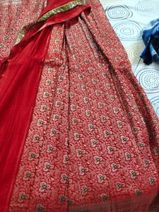 Bridal Red Silk Saree with Gold Border