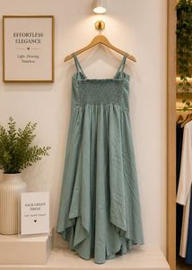 Sage Green Spaghetti Strap Midi Dress