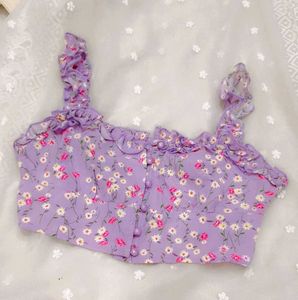 Cute Floral Button-Up Crop Top
