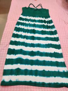 Green & White Striped Maxi Dress Canadian Brand