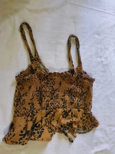 Cute Brown Floral sleevless crop top