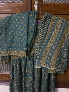 Teal Ethnic Kurta Set with Print