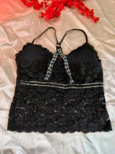 Lace Bralette with Rhinestone Detail