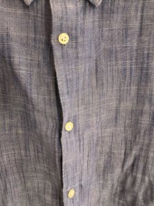 Men's Blue Long Sleeve Button-Up Shirt