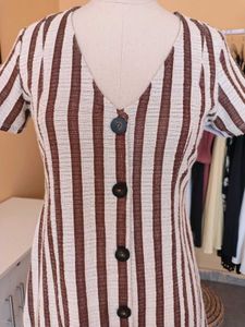 Striped Button-Down Mini Dress