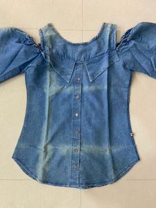 Denim Cold Shoulder Top
