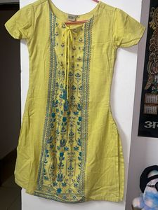 Yellow Embroidered Kurta