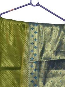 Elegant Green Silk Saree with Gold Border