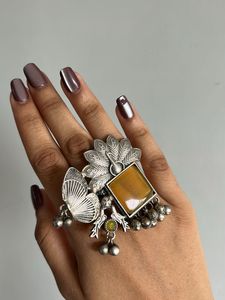 Boho Peacock Statement Ring