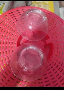Glass Bowls with Lavender Lids (Set of 2)