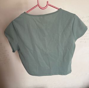 flattering sage green crop top