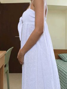 SALE❗White cotton Eyelet Tie-Front knot Dress