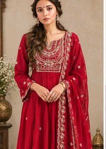 Red Embroidered Kurta Set with Dupatta
