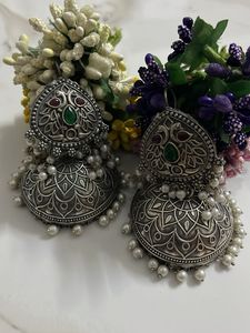 Oxidised German Silver Jhumka Earrings