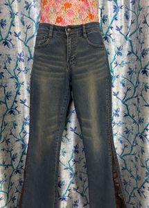 Vintage Flare Jeans with grommets and leather Pane