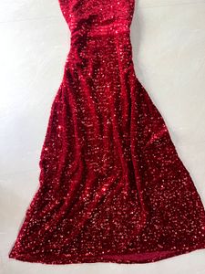 Sparkling Red Off-Shoulder Sequin Dress