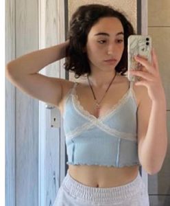 Baby Blue Lace Trim Cami Top