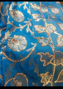 Beautiful Blue Brocade Silk Saree