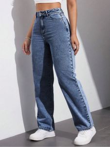 High Waist Straight Leg Blue Jeans 👖