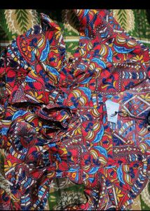 Red Ethnic Motifs Bustier Top
