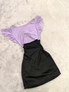 Lavender &amp; Black Cut-Out Dress
