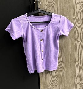 Cute Lavender Button-Down Tee