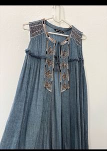 Boho Blue Embroidered shrug