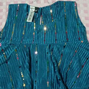 Sparkly Teal Tiered Top