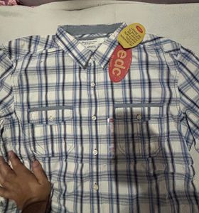 Men's check blue white Shirt
