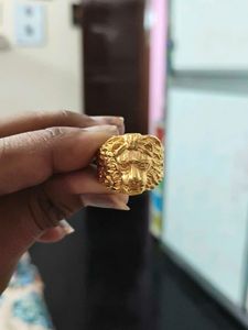Gold Lion Head Statement Ring