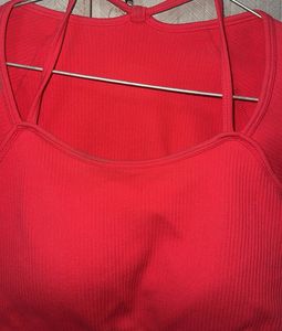 Ribbed Red Crop Top
